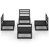 4 Piece Garden Lounge Set Black Solid Pinewood 3075263