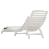Sun Lounger White Solid Acacia wood 184 x 55 x 64 cm Foldable 363281