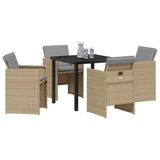 Garden Dining Set with Cushion Folding 5 pcs Beige Poly rattan 3379964