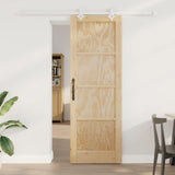 Sliding Door Natural and White 73.5 x 211 cm Solid Pine Wood 3445531
