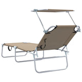 Sun Lounger Folding 2 pcs Taupe 58 x 188 x 77cm Polyester 42003063