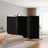 5-Panel Room Divider Black 433x180 cm Fabric 350269