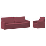 Sofa Set 2 pcs Wine Red Fabric 3433179
