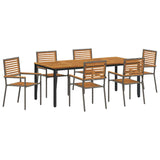 Garden Dining Set 7 pcs Grey and Brown Poly Rattan 3365506