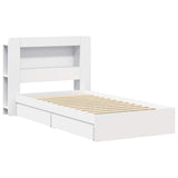 Bed Frame with Storage White 75 x 190 cm Engineered Wood 3433616