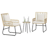 Garden Dining Set 3 pcs Brown and Cream Poly rattan, steel 42010353