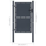 Garden Gate Steel 100x175 cm Anthracite 144521