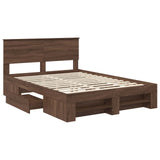 Bed Frame with Headboard Brown Oak 140 x 200 cm Engineered Wood 3408759