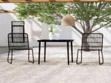 Dining Set Black PE rattan, powder-coated steel, glass Medium 3099179