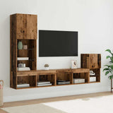 TV Wall Units with LED Strip Lights Old Wood Engineered Wood 3402947
