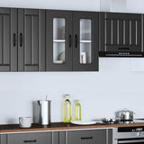 Kitchen Wall Cabinet with Glass Door Kalmar Black Engineered Wood 853668