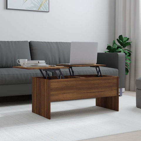 ZNTS Coffee Table Brown Oak 102x50.5x46.5 cm Engineered Wood 819301