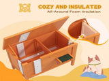 Feral Cat House, Wooden Insulated with Removable Floor, Water-Resistant Openable Roof - Orange T3398P376203