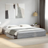 Bed Frame with Drawers without Mattress Grey Sonoma 200x200 cm 3280634