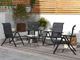 Rattan Folding Chair Set, 4 Pcs, Adjustable Backrest, Outdoor Patio Furniture, Lawn Seating, Grey T3398P315939
