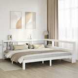 Bookcase Bed without Mattress White 180x200 cm Super King Solid Wood Pine 3324374
