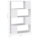 Book Cabinet Room Divider White 80x24x124.5 cm Engineered Wood 809134