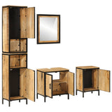 4 Piece Bathroom Furniture Set Iron and Solid Wood Mango 3217116
