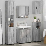 Bathroom Furniture Set Wall-mounted with Door 5 pcs Grey Sonoma 3392989
