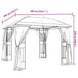 Gazebo with Double Roof and Mesh Walls Anthracite 2.94x2.94 m Steel 368455