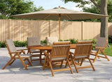 Outdoor Dining Set with Parasol 8 pcs Cream White 3438546