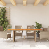 Garden Table with Acacia Wood Top Beige 190x80x74 cm Poly Rattan 365311