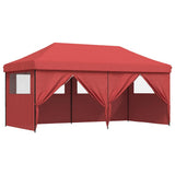 Foldable Party Tent Pop-Up with 4 Sidewalls Burgundy 4004955