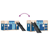 Bunk Bed without Mattress with Slide and Curtains Blue 80x200 cm 3284117