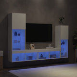 4 Piece TV Wall Units with LED White Engineered Wood 3216654