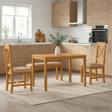 Dining Set 4 pcs Beige Solid Oak Wood 3430309