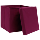 Storage Boxes with Covers 10 pcs 28x28x28 cm Dark Red 325202