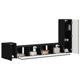 TV Cabinet Set Wall-mounted 3 pcs Black Engineered Wood 3409016