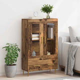 Highboard Old Wood 69.5 x 31 x 115 cm Engineered Wood and Glass 882514
