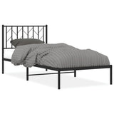 Metal Bed Frame without Mattress with Headboard Black 90x200cm 374430