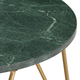 ZNTS Coffee Table Green 65x65x42 cm Real Stone with Marble Texture 286447