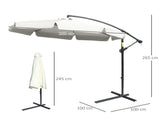 2.7m Garden Banana Parasol Cantilever Umbrella with Crank Handle and Cross Base for Outdoor, Hanging T3398P315941