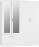 ZNTS Nevada 4 Door 2 Drawer Mirrored Wardrobe 100-101-088