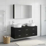 Bathroom Furniture Set 4 pcs Black Oak 3407104