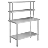 Kitchen Work Table with Overshelf 120x60x150 cm Stainless Steel 3054470