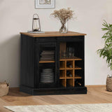 Sideboard HALDEN with Sliding Door Black 80x40x80 cm Solid Wood 4018424
