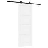 Sliding Door White and Black 78 x 202 cm Solid Pine Wood 3333331