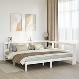 Bookcase Bed without Mattress White 200x200 cm Solid Wood Pine 3324306