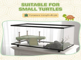 50L Glass Turtle Tank Aquarium with Basking Platform, Easy Drainage, Strip Patch Thermometer T3398P350009