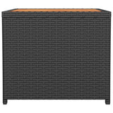 Tea Table with Wooden Top Black Poly Rattan&Solid Wood Acacia 319558