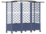 Raised Bed with Trellis and Roof Grey 163 x 40 x 144 cm PP 3423110
