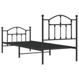 Metal Bed Frame without Mattress with Footboard Black 80x200cm 353448