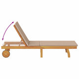 Sun Lounger Reclining with Cushion Taupe Solid Acacia Wood 3407702
