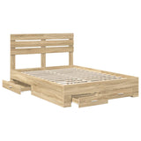 Bed Frame with Drawer with Headboard Manual Engineered Wood 3411637