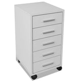 Office Drawer Unit with Castors 5 Drawers White 243064