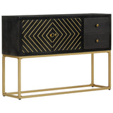 Sideboard Black and Gold 110x30x75 cm Solid Wood Mango 353912
